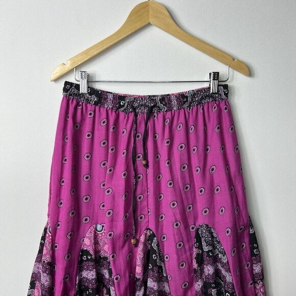 Truly 4 U Paisley Print Pleated Skirt Elastic Waist‎ Drawstring Purple Women’s S - Picture 2 of 8